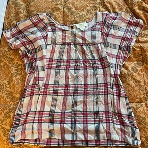 Maeve Red and Cream Plaid Blouse